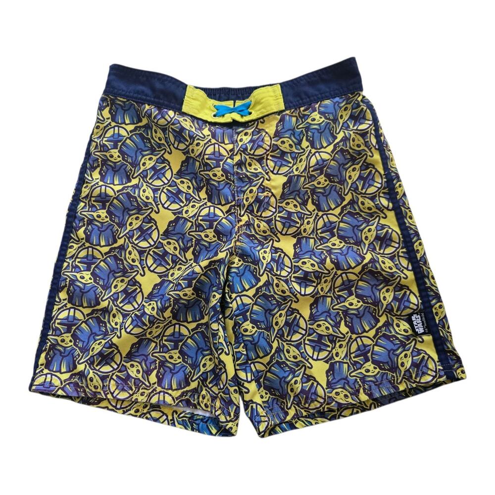 Disney Star Wars Grogu Swim Trunks SZ 7 Shorts Bathing Suit Swimwear Swimsuit